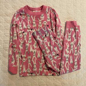 Hanna Andersson Pink and White Bunny Long Sleeve Pajamas - Size 110